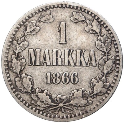 1 марка 1866 года Русская Финляндия