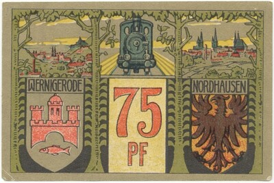 75 пфеннигов 1921 года Германия — город Нордхаузен (Нотгельд)