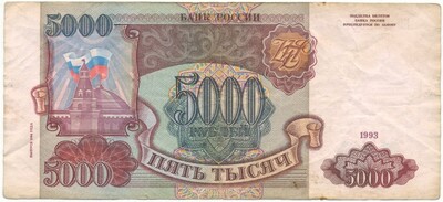 5000 рублей 1993 года — выпуск 1994 года