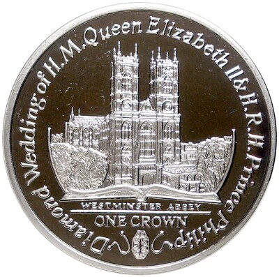 1 крона 2007 года Остров Мэн «60 лет со дня свадьбы Королевы Елизаветы II и Принца Филиппа»