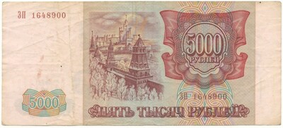 5000 рублей 1993 года — выпуск 1994 года