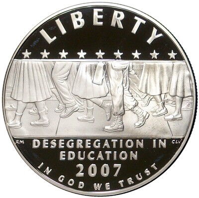 1 доллар 2007 года Р США «Десегрегация в образовании — Школа в Литл-Рок»