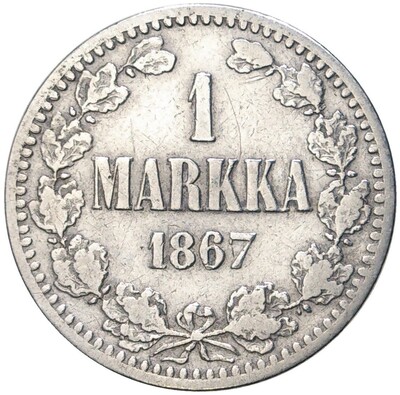 1 марка 1867 года Русская Финляндия