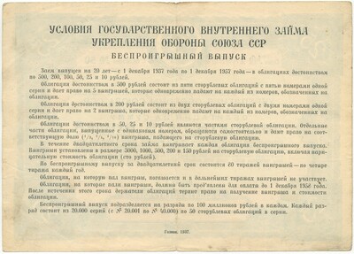 Облигация на сумму 25 рублей 1937 года Государственный внутренний заем укрепления обороны Союза ССР