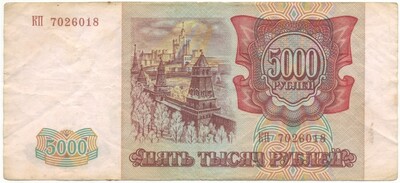 5000 рублей 1993 года — выпуск 1994 года