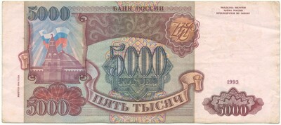 5000 рублей 1993 года — выпуск 1994 года