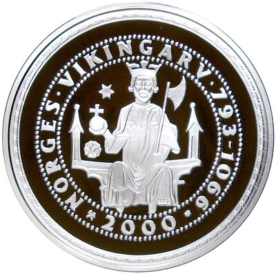 Монетовидный жетон 2000 года Норвегия «История викингов — Христианизация Исландии»
