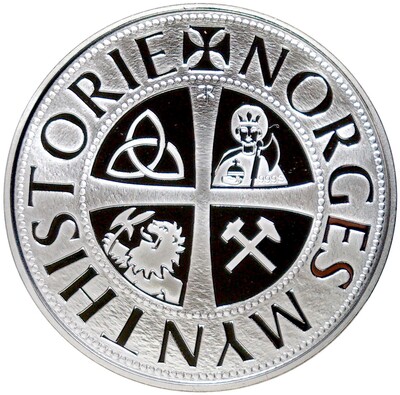 Монетовидный жетон Норвегия «История монет Норвегии — Пфенниг Магнуса VI Лагабете»