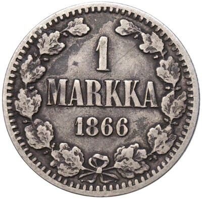 1 марка 1866 года Русская Финляндия