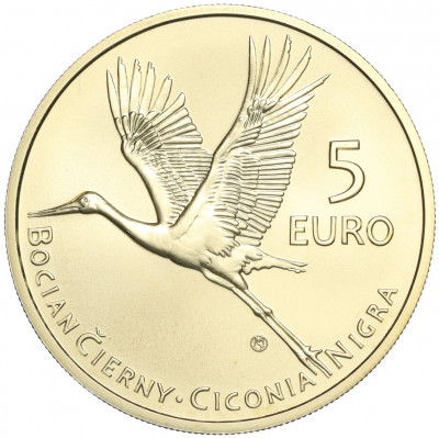 5 евро 2023 года Словакия «Черный аист»