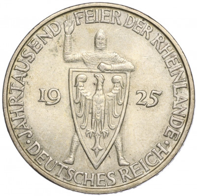 3 рейхсмарки 1925 года D Германия «Тысячелетие Рейнланда»