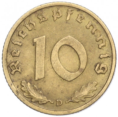 10 рейхспфеннигов 1939 года D Германия