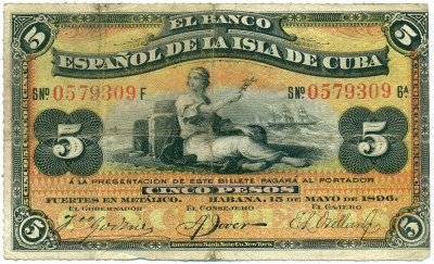 5 песо 1896 года Испанская Куба