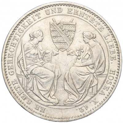 1 талер 1854 года Саксония «Смерть Короля Фридриха Августа II»
