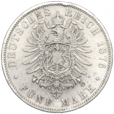 5 марок 1876 года F Германия (Вюртемберг)