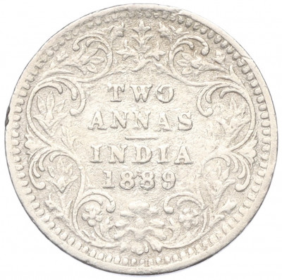 2 анны 1889 года Британская Индия