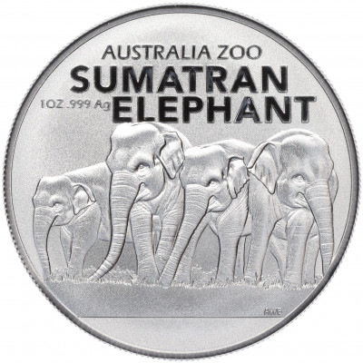 1 доллар 2022 года Австралия «Австралийский зоопарк — Суматранский слон»