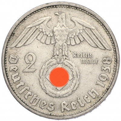 2 рейхсмарки 1938 года D Германия