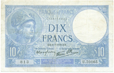 10 франков 1939 года Франция