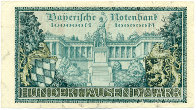 100000 марок 1923 года Германия — город Штутгарт (Нотгельд. Гроссгельд)