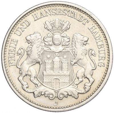 2 марки 1907 года J Германия (Гамбург)