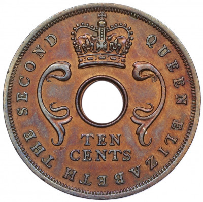 10 центов 1956 года Британская Восточная Африка