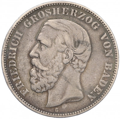 5 марок 1876 года G Германия (Баден)