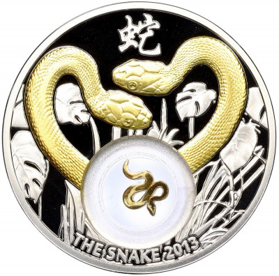 1 доллар 2012 года Ниуэ «Китайский гороскоп — Год змеи (Золотые змейки счастья и богатства)»