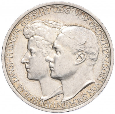 3 марки 1910 года A Германия (Саксен-Веймар-Эйзенах) «Свадьба Вильгельма и Феодоры»