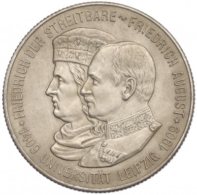 2 марки 1909 года Германия (Саксония) «500 лет Лейпцигскому университету»