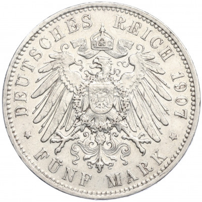 5 марок 1907 года Е Германия (Саксония)