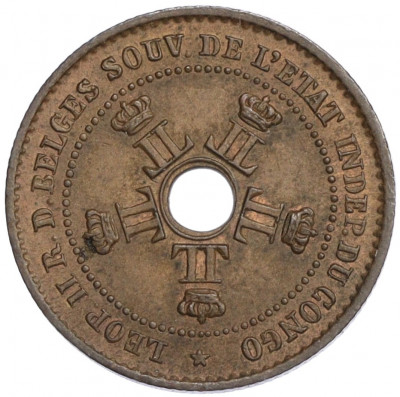 1 сантим 1887 года Свободное Государство Конго (Бельгийское Конго)