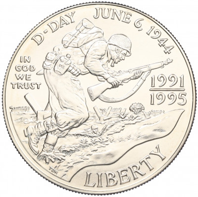 1 доллар 1995 года D США «50 лет высадке союзников в Нормандии»