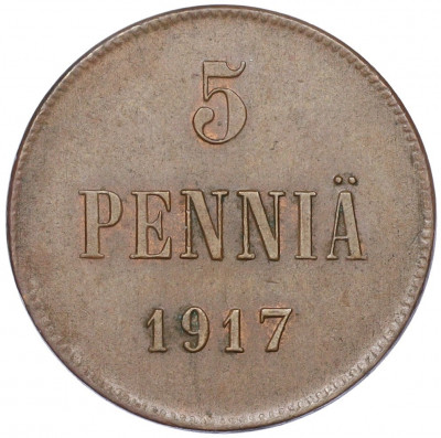 5 пенни 1917 года Русская Финляндия (Орел без корон)