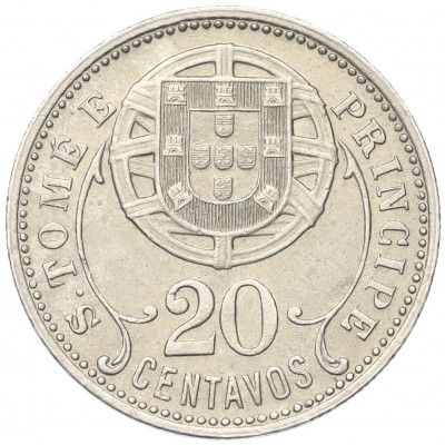 20 сентаво 1929 года Португальское Сан-Томе и Принсипи