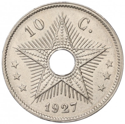 10 сантимов 1927 года Бельгийское Конго