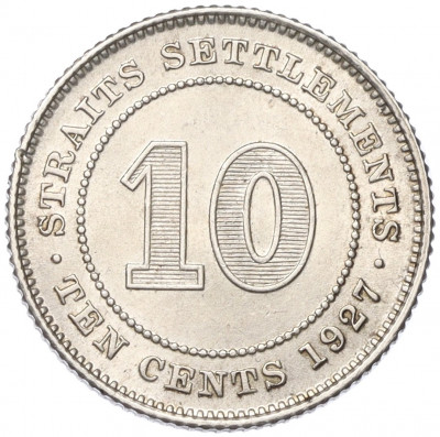 10 центов 1927 года Стрейтс Сетлментс