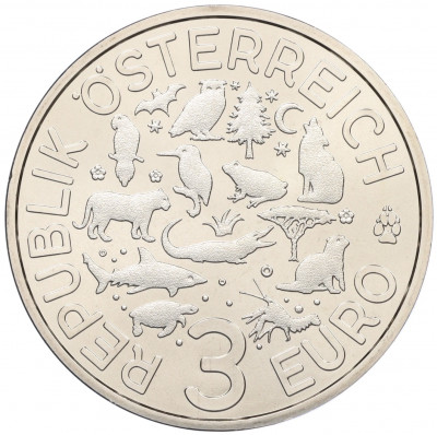 3 евро 2017 года Австрия «Животные со всего мира — Волк»
