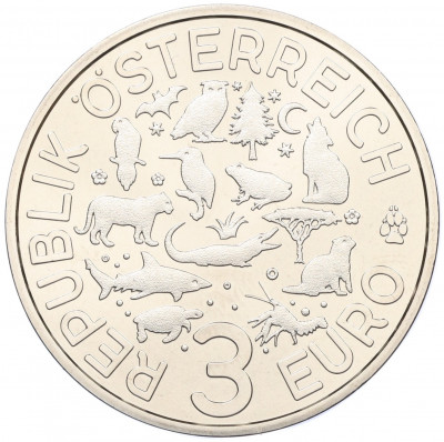 3 евро 2019 года Австрия «Животные со всего мира — Черепаха»