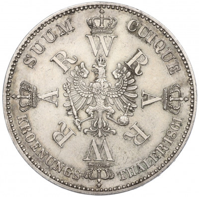 1 талер 1861 года Пруссия «Коронация Вильгельма I и Августы»