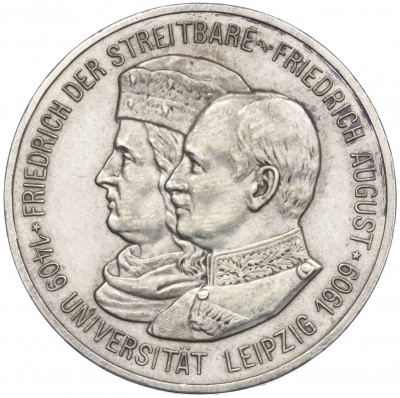 5 марок 1909 года Германия (Саксония) «500 лет Лейпцигскому университету»