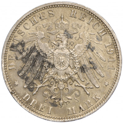 3 марки 1911 года Германия (Бавария) «90 лет со дня рождения Луитпольда Баварского»
