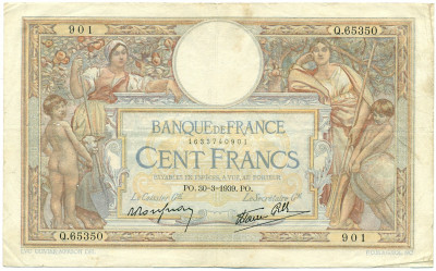 100 франков 1939 года Франция