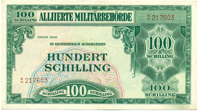 100 шиллингов 1944 года Австрия (Выпуск Союзного коммандования)