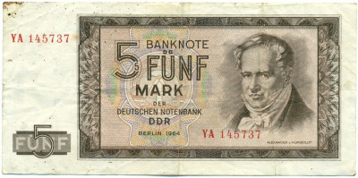 5 марок 1964 года Восточная Германия (ГДР)