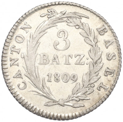 3 батцена 1809 года Швейцария - кантон Базель