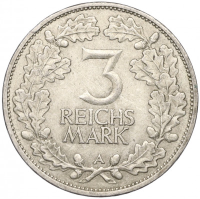 3 рейхсмарки 1925 года A Германия «Тысячелетие Рейнланда»