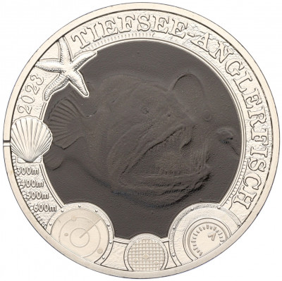 3 евро 2023 года Австрия «Светящаяся морская жизнь — Рыба удильщик (Морской черт)»