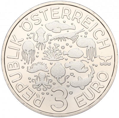 3 евро 2023 года Австрия «Светящаяся морская жизнь — Рыба удильщик (Морской черт)»