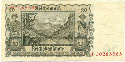 20 рейхсмарок 1939 года Германия